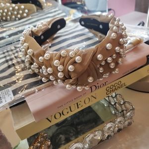 Lele Sadoughi Gingerbread Leather Faux Pearl